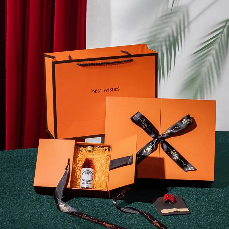 Luxury Closure Folding Cardboard Rigid Magnetic Packaging Box With Magnet Lids Ribbon For Gift